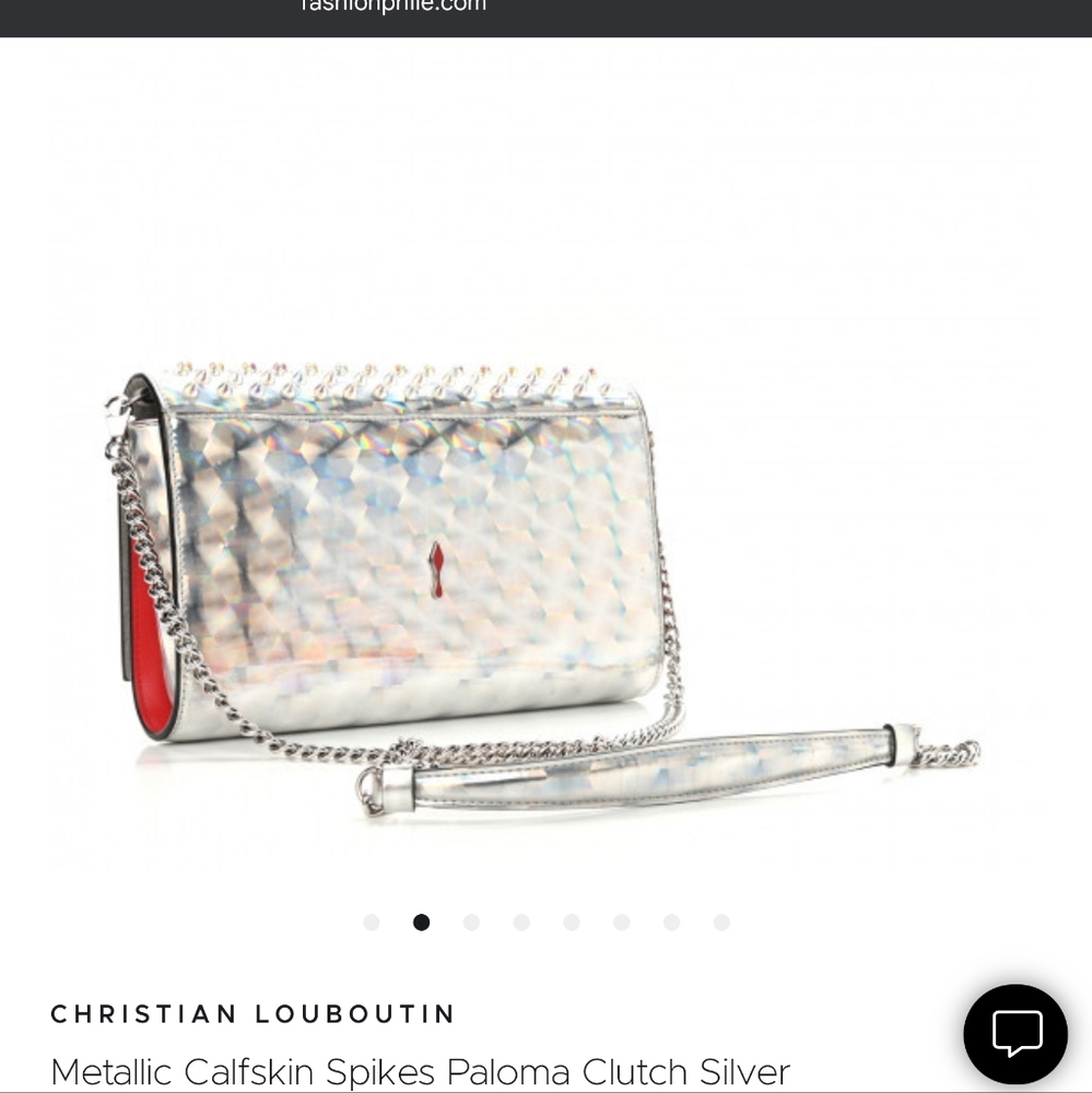 Metallic Calfskin Spikes Paloma Clutch Silver